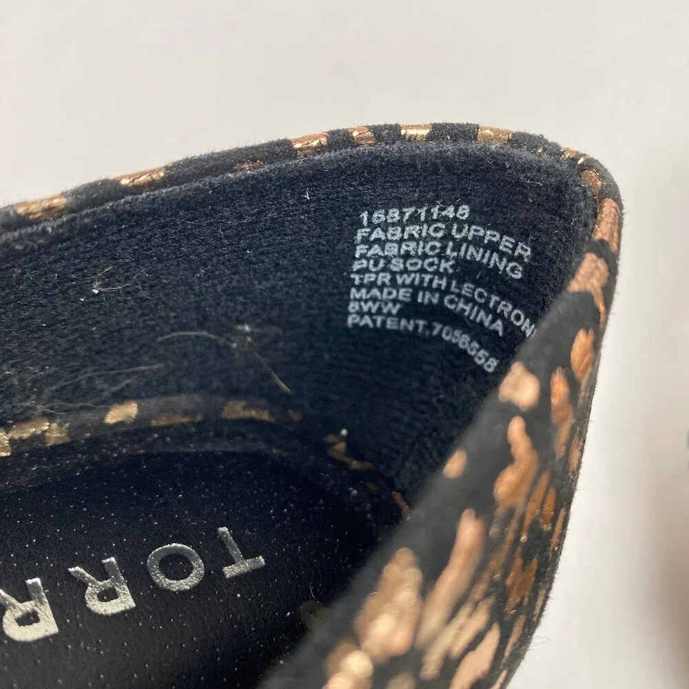 NWT Torrid Flats Black Metallic Gold Bow Leopard Print Shoes Women's Size 8WW - Picture 9 of 11